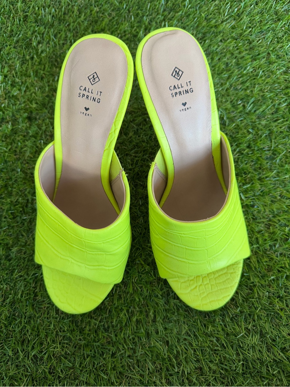Call It Spring Neon Lime Slide Mules
